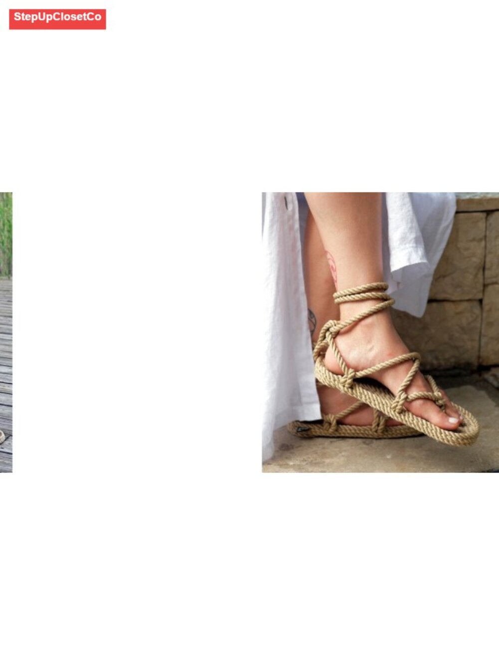 Handmade Unisex Rope Sandals Adjustable Backstrap Toe Loop - Picture 4 of 4